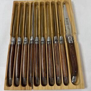 Sabatier Steak Knives  Brown La Laguiole The Bee Set of 12 Wood Handle